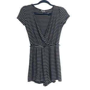 Gap Womens‎ XS Black White Striped Short-Sleeve Wrap-Style Romper Casual Summer